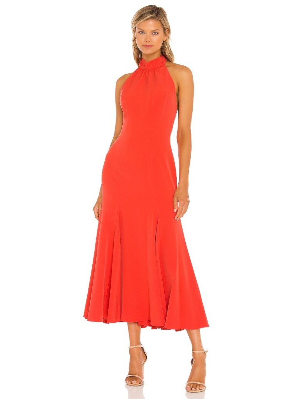 MILLY Penelope Midi Dress in California Coral